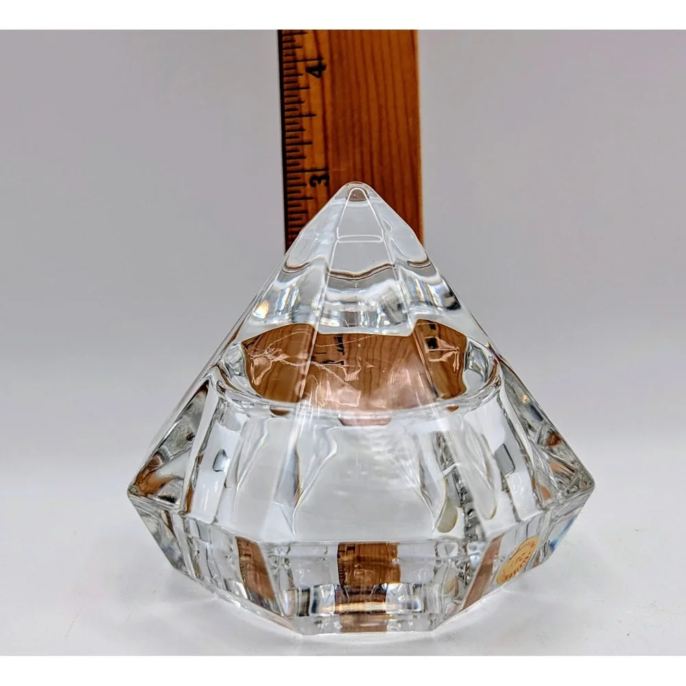 Bleikristall 24% Lead Crystal Diamond Candle Holder Germany Gold Tone Stand